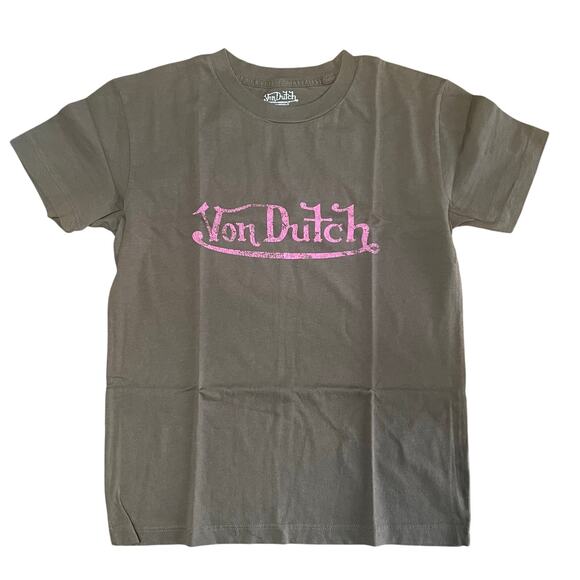 Von Dutch Brown and Pink T-Shirt Size Small Medium New - Picture 1 of 2